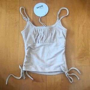 Princess Polly Beige Areia Ruched Tank Top NWT